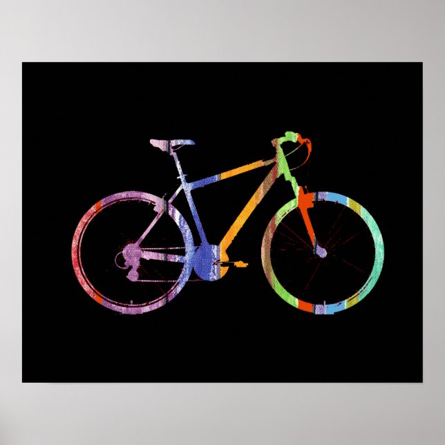 farbiges Fahrrad auf schwarz Poster (Vorne)