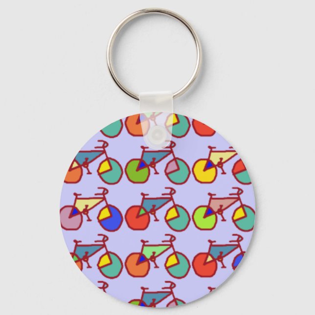 farbiges Fahrradmuster Schlüsselanhänger (Vorderseite)