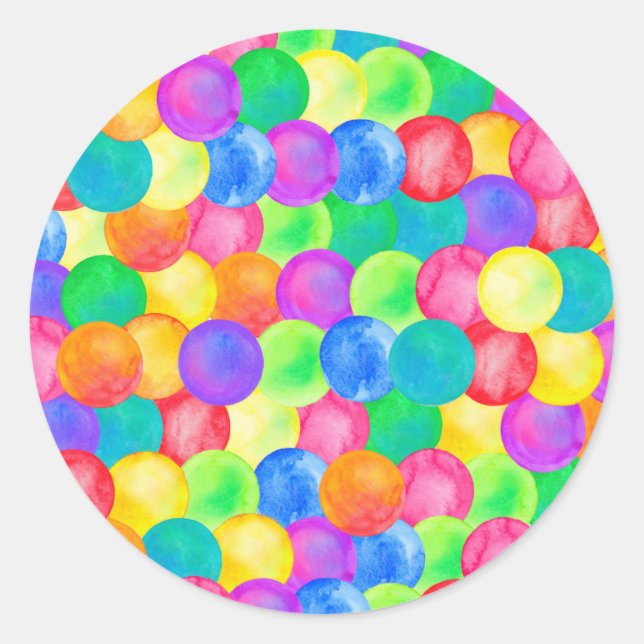 Farbiges Farbmuster des Regenbogenpolkas mit Dotwa Runder Aufkleber (Vorderseite)