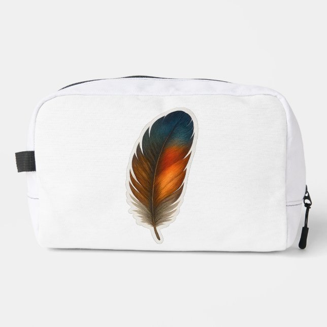 Farbiges Federdesign Waschbeutel (Vorderseite)