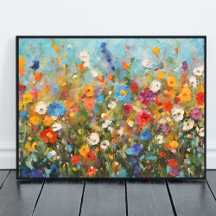 Farbiges Feld aus Wildblumen ohne Rahmen