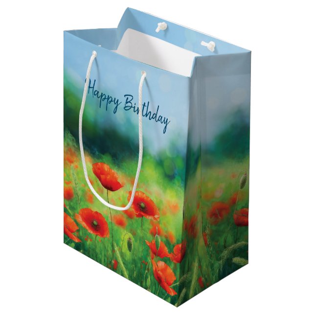 Farbiges Feld mit mittelgroßer Geschenktasche Mittlere Geschenktüte (Vorderseite Schrägansicht)