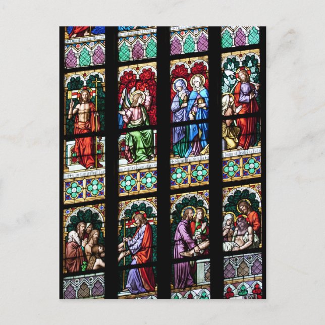 Farbiges Fenster aus festem Glas Postkarte (Vorderseite)