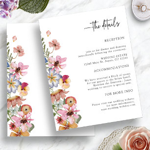 Farbiges florales Hochzeitsdetail Beilagekarte Begleitkarte