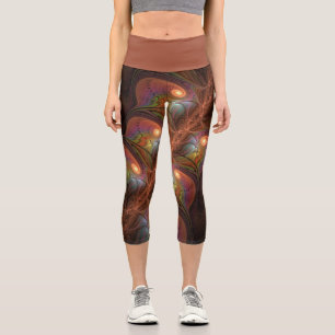 Farbiges fluoreszierendes Abstraktes trippy-Brown- Capri Leggings