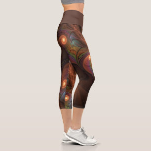 Farbiges fluoreszierendes Abstraktes trippy-Brown- Capri Leggings