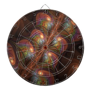 Farbiges fluoreszierendes Abstraktes trippy-Brown- Dartscheibe