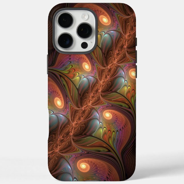 Farbiges fluoreszierendes Abstraktes trippy-Brown- iPhone 16 Pro Max Hülle (Rückseite)