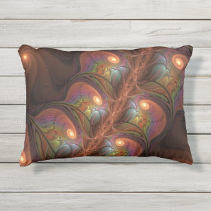 Farbiges fluoreszierendes Abstraktes trippy-Brown- Kissen Für Draußen