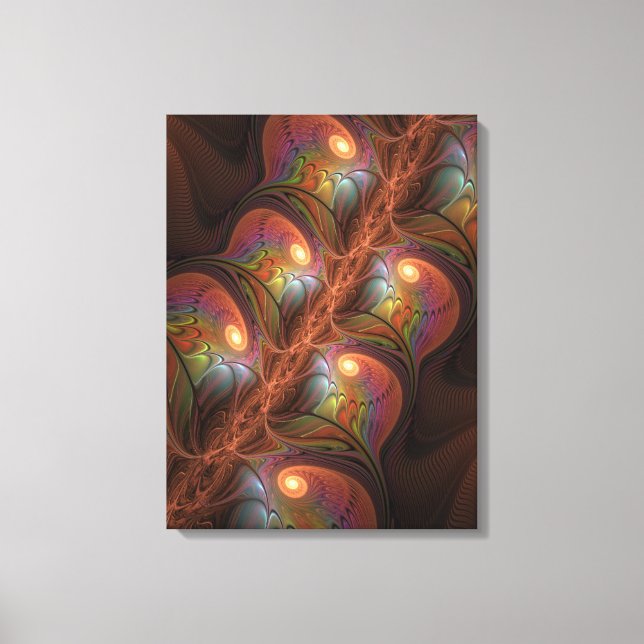 Farbiges fluoreszierendes Abstraktes trippy-Brown- Leinwanddruck (Vorderseite)