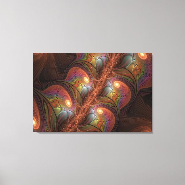 Farbiges fluoreszierendes Abstraktes trippy-Brown- Leinwanddruck (Vorderseite)