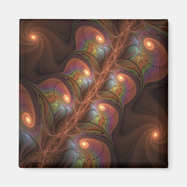 Farbiges fluoreszierendes Abstraktes trippy-Brown- Magnet (Vorne)