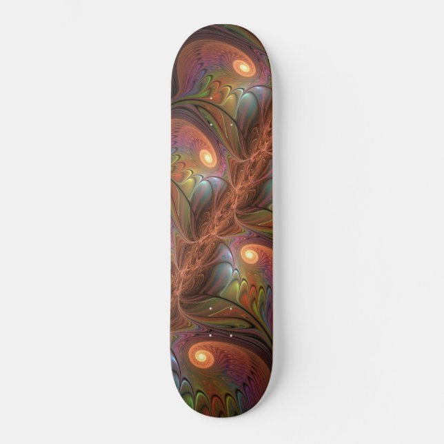 Farbiges fluoreszierendes Abstraktes trippy-Brown- Skateboard (Vorderseite)