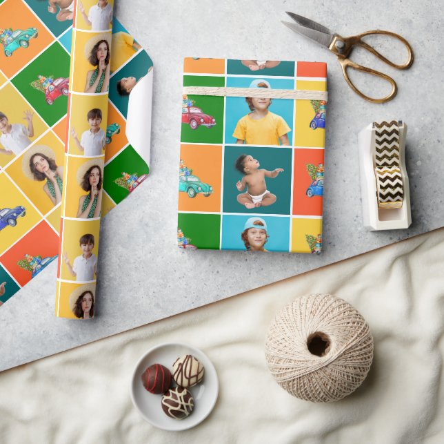 Farbiges Foto blockiert Kinder Weihnachten Geschenkpapier (Kunsthandwerk)