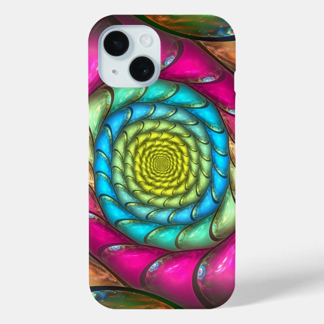 Farbiges Fraktal Abstrakt Spiral Case-Mate iPhone Hülle (Rückseite)