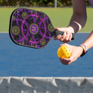 Farbiges Fraktal Mit Monogramm Pickleball Paddel Pickleball Schläger