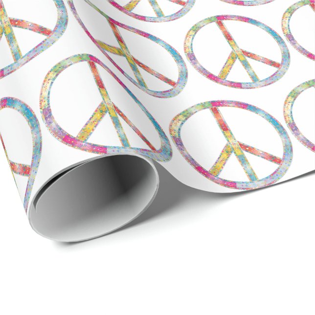 Farbiges Friedenszeichen Geschenkpapier (Rolleneckpunkt)