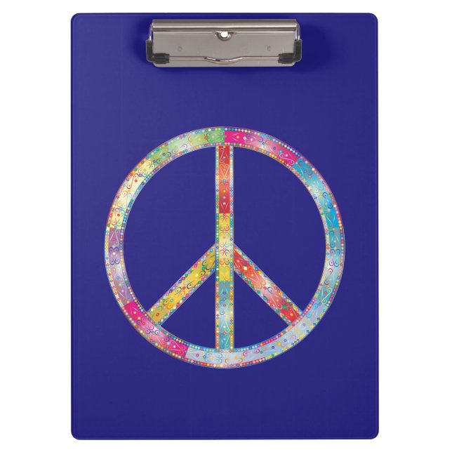 Farbiges Friedenszeichen Klemmbrett (Vorderseite)