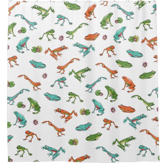 Farbiges Froschmuster Duschvorhang (Vorderseite)