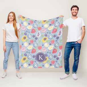 Farbiges Fruchtmuster Monogram Fleecedecke