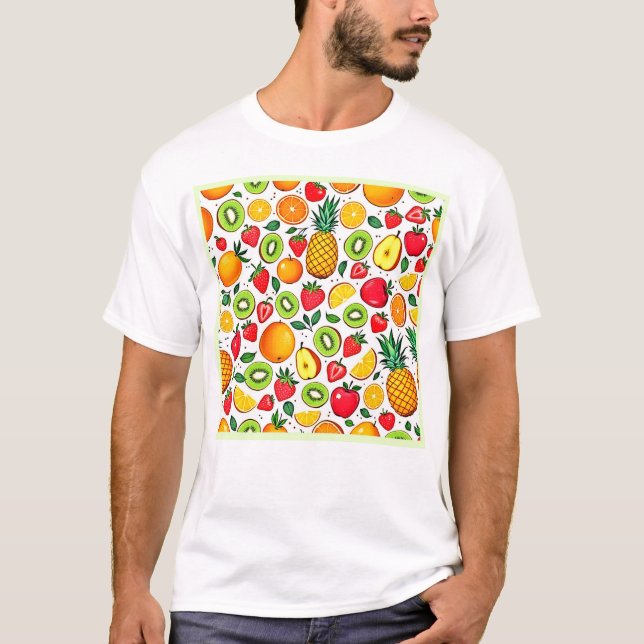 Farbiges Fruchtmuster T-Shirt (Vorderseite)