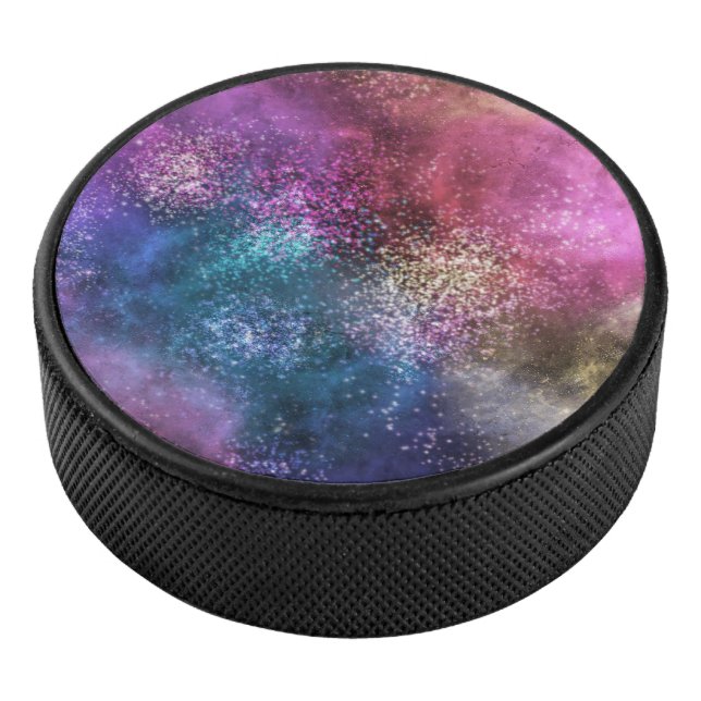 Farbiges Galaxiemuster Eishockey Puck (3/4)