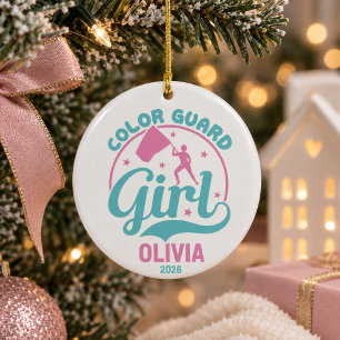 farbiges Garde-Mädchen personalisiertes Weihnachte Keramik Ornament