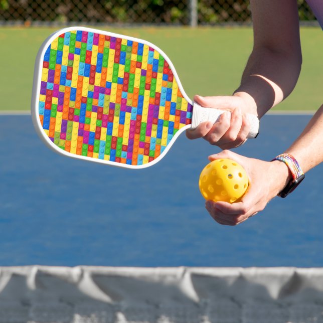 Farbiges Gebäude-Blockmuster Pickleball Schläger (InSitu)