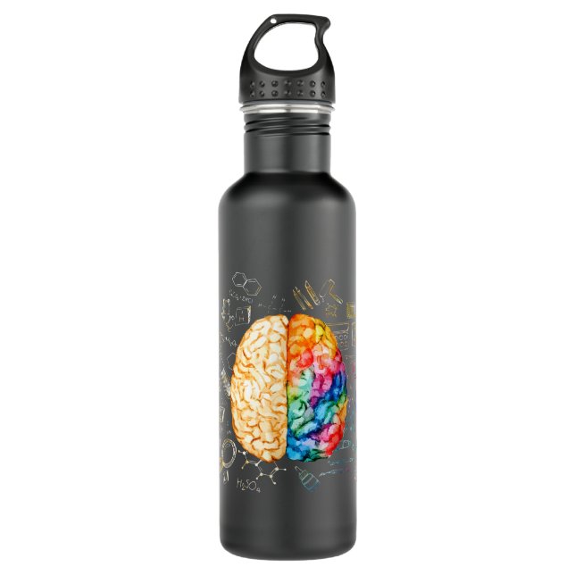 Farbiges Gehirn - Wissenschaft und Kunst - Neurowi Edelstahlflasche (Vorderseite)