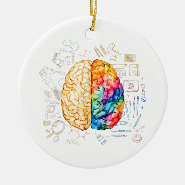 Farbiges Gehirn - Wissenschaft und Kunst - Neurowi Keramik Ornament (Vorne)