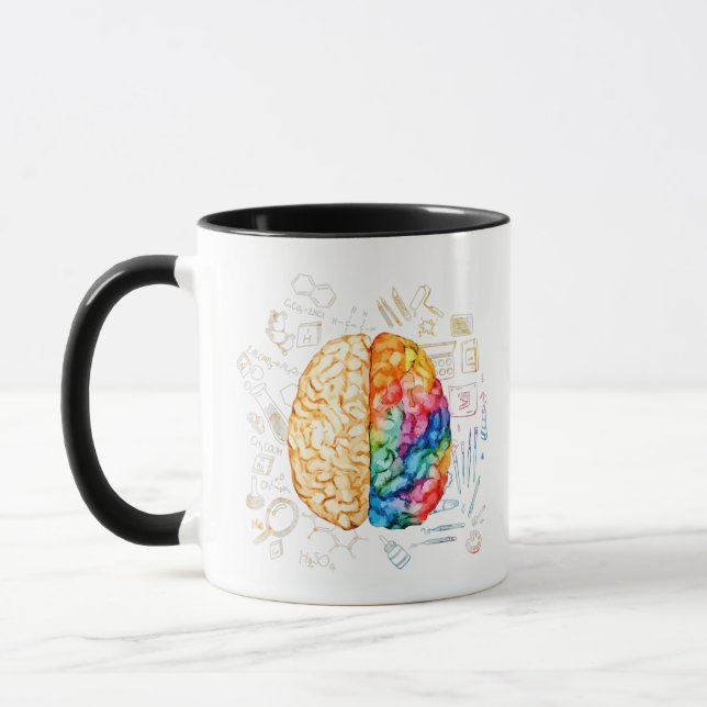 Farbiges Gehirn - Wissenschaft und Kunst - Neurowi Tasse (Links)