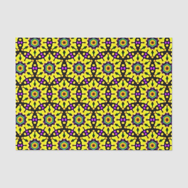 Farbiges gelbes gestanztes Glas Mandala Muster Seidenpapier (Vorderseite)