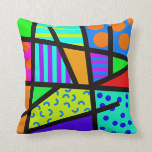 Farbiges geometrisches 80er-Memphis-Design Kissen