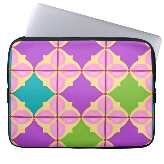 Farbiges geometrisches abstraktes Design Laptopschutzhülle (Vorderseite)