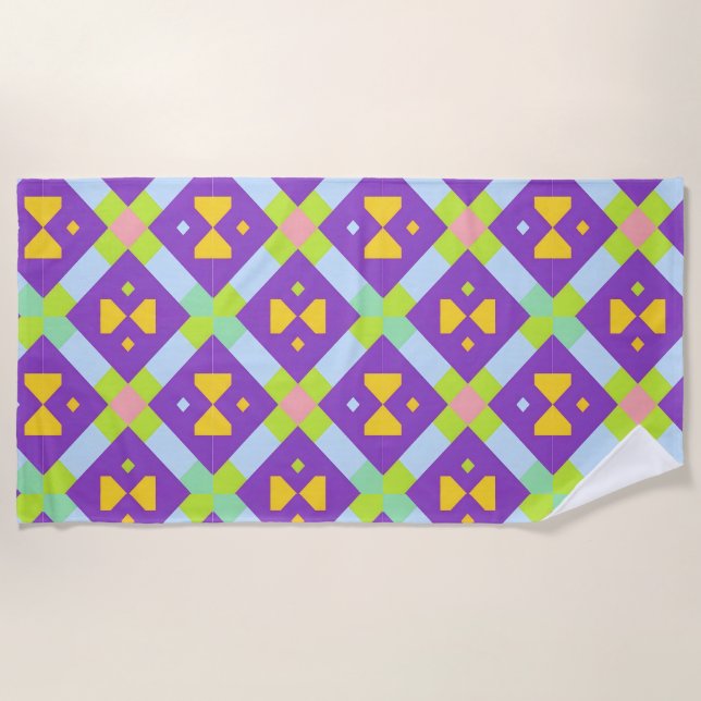 Farbiges geometrisches abstraktes Design Strandtuch (Vorderseite)