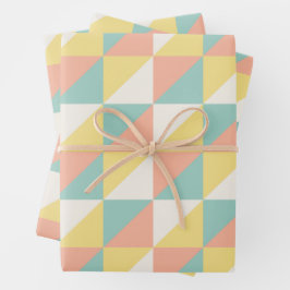 Farbiges geometrisches Abstraktes Dreieck-Muster Geschenkpapier Set