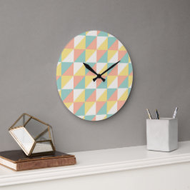 Farbiges geometrisches Abstraktes Dreieck-Muster Große Wanduhr