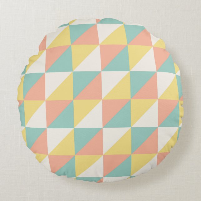 Farbiges geometrisches Abstraktes Dreieck-Muster Rundes Kissen (Vorderseite)