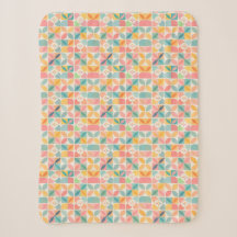 Farbiges geometrisches Blumenmuster Sherpa-Decke