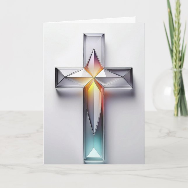 Farbiges geometrisches Christliches Edelsteinkreuz Karte (Vorderseite)