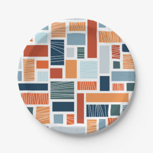 Farbiges geometrisches Design im Stil des Mittelja Pappteller