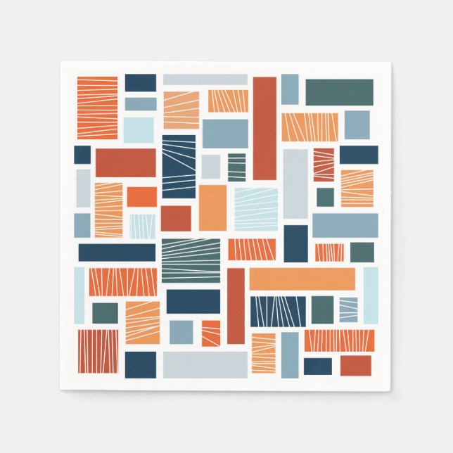 Farbiges geometrisches Design im Stil des Mittelja Serviette (Vorderseite)