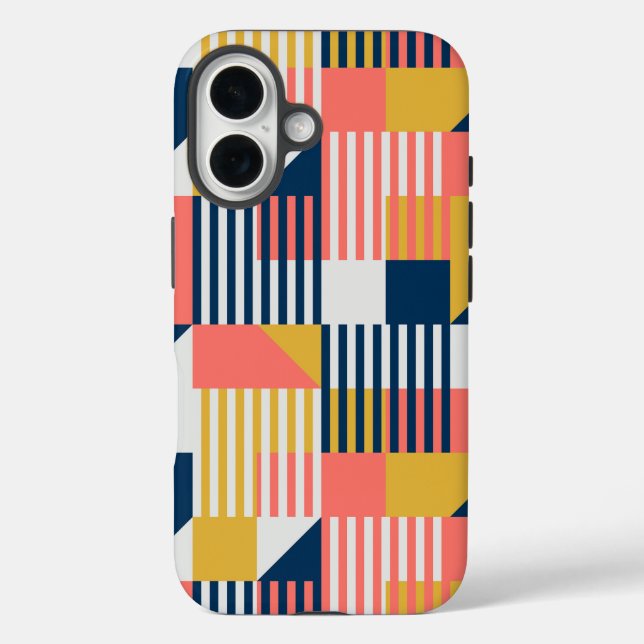 Farbiges geometrisches Design iPhone 16 Hülle (Rückseite)