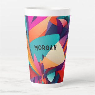 Farbiges geometrisches Design, Name oder Monogramm Milchtasse