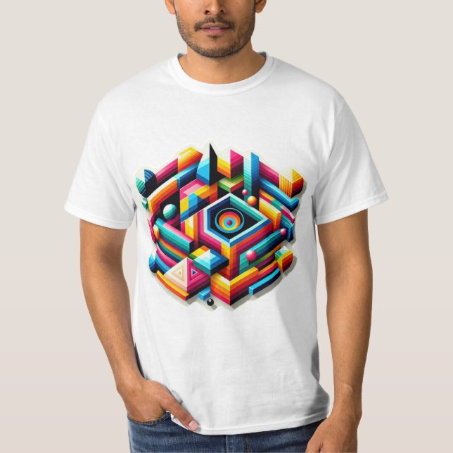 Farbiges geometrisches Design T-Shirt (Vorderseite)