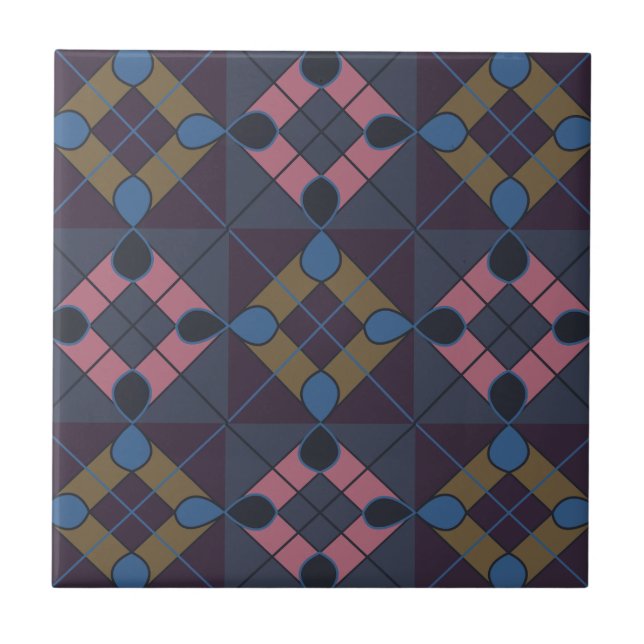 Farbiges geometrisches Diamantmuster Fliese (Vorderseite)