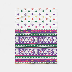 Farbiges geometrisches Folkloredesign mit Blume Fleecedecke