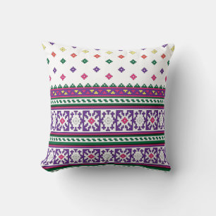 Farbiges geometrisches Folkloredesign mit Blume Kissen