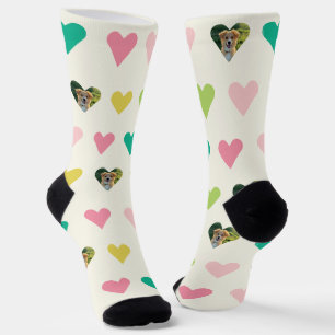 Farbiges geometrisches Herzmuster Benutzerdefinier Socken