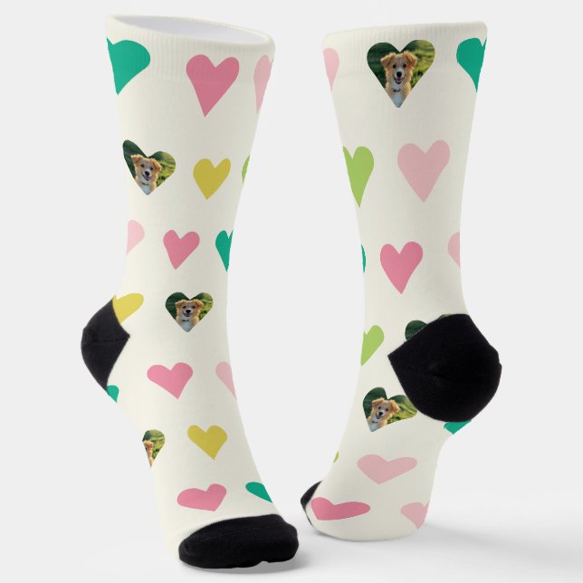 Farbiges geometrisches Herzmuster Benutzerdefinier Socken (Gewinkelt)